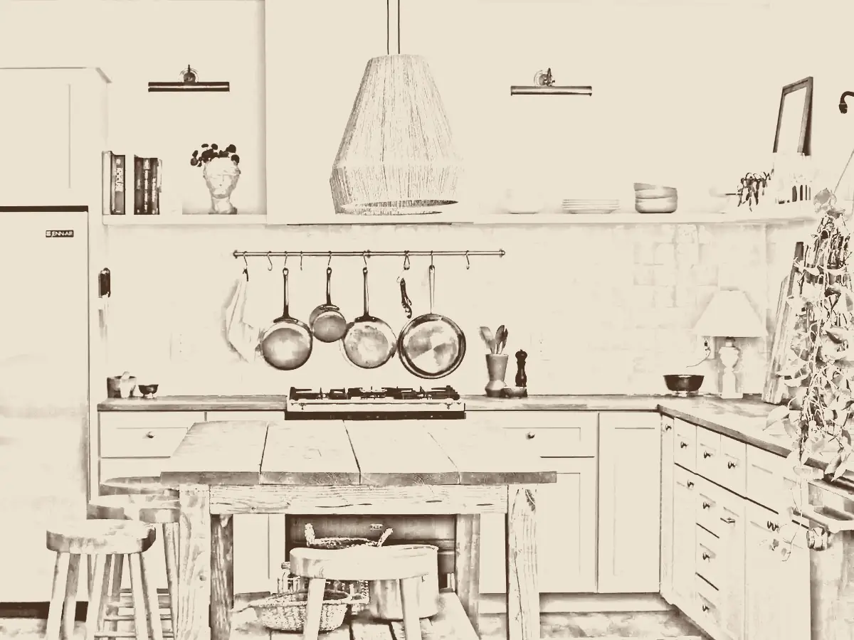 Concept sketch of the farmhouse kitchen